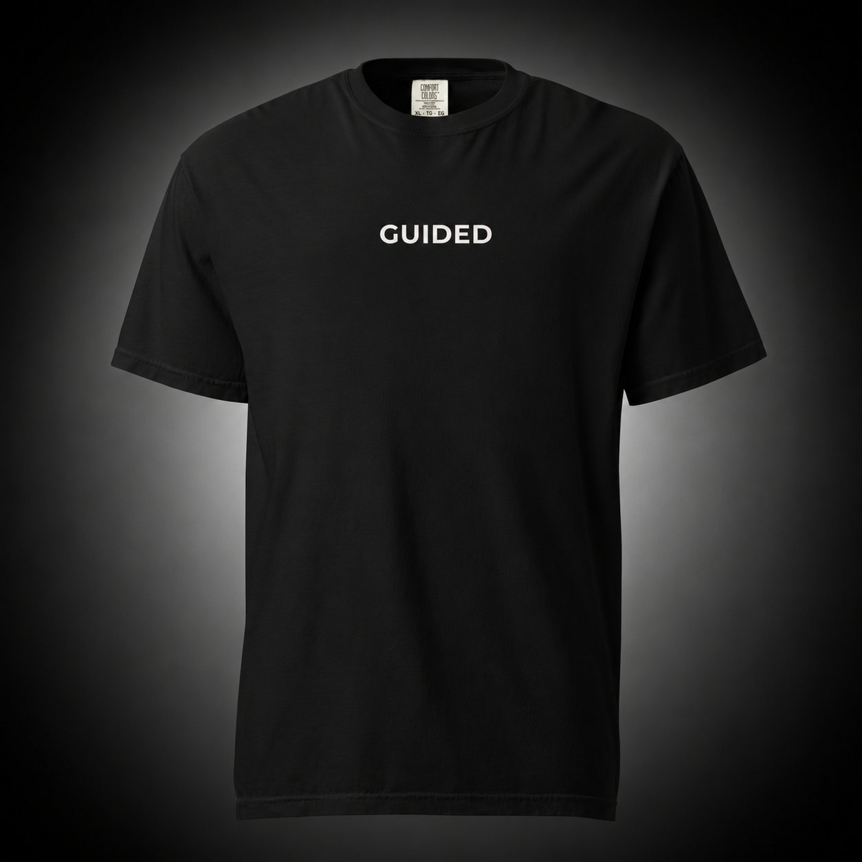 Guided Christian T-Shirt featuring Proverbs 3:5–6 Bible verse on a premium black cotton tee
